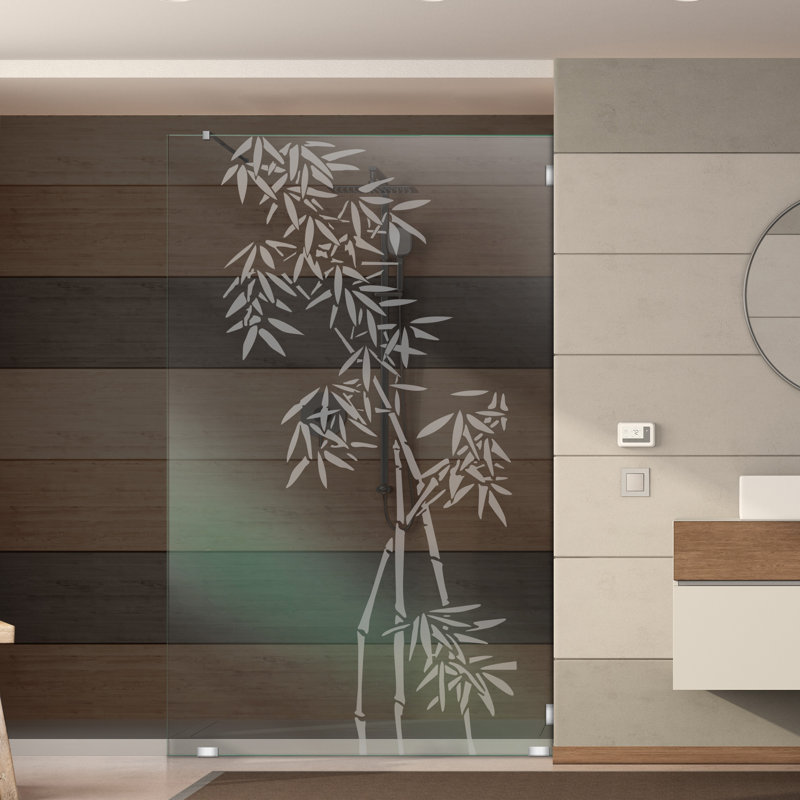 37-1/2 In W x  75 In H Sliding Shower Tempered Glass Panel with Durable Frosted Finish, Left, Non-Private