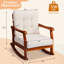 Chaise berçante en bois de sapin coloré carbonisé avec coussin beige amovible-976654834