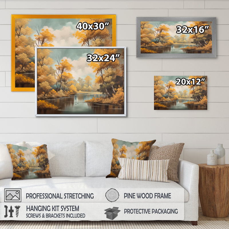 «Whimsical River and Forest I», reproduction d'art sur toile, H 12 po x l 20 po x P 1 po, Toile tendue