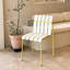 Ensemble de 4 chaises rayées à blocs de couleur avec métal et imperméable pour balcon extérieur, blanc crème et jaune grain moderne, siège intérieur / extérieur