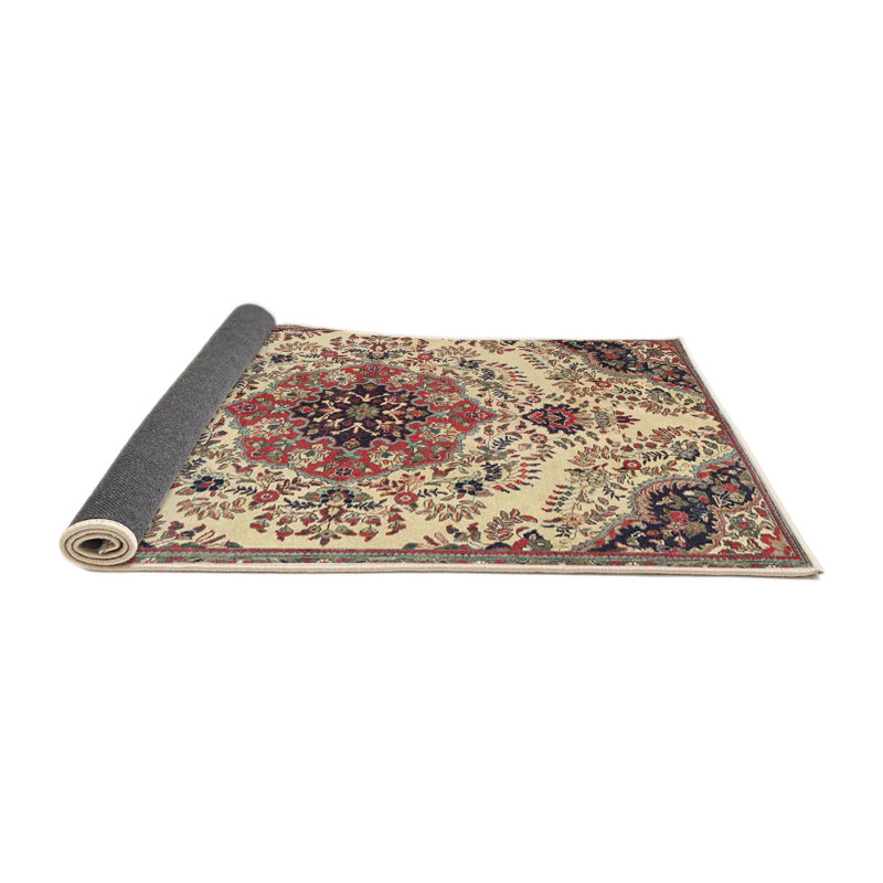 Tapis beige/noir traditionnel Migues, Rond 5 pi