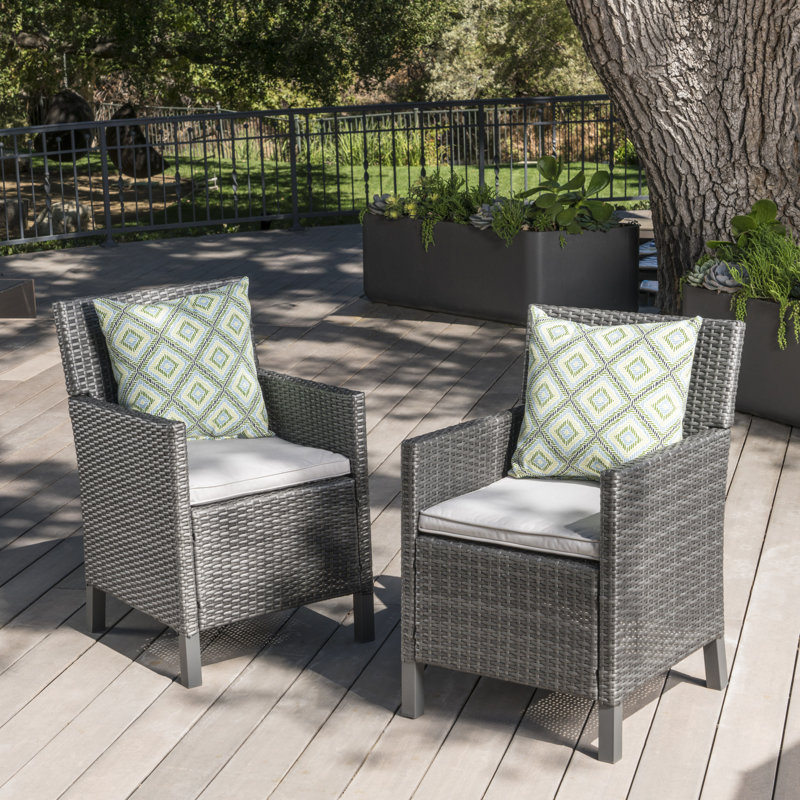 Chaise de patio avec coussin Arguelles, gris