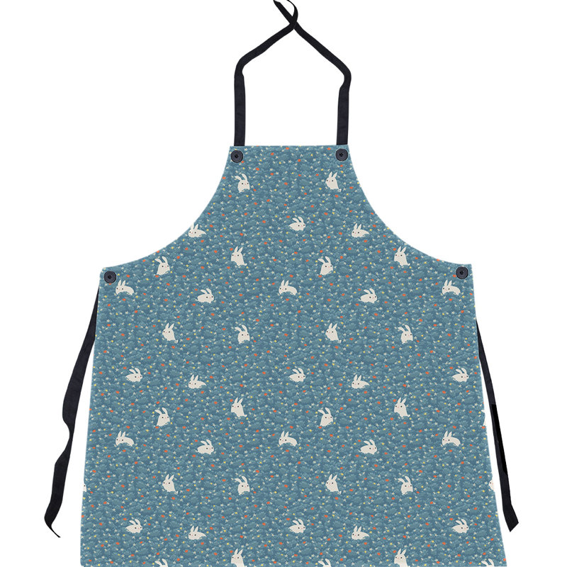 Tablier à motif lapin lapin, Bleu