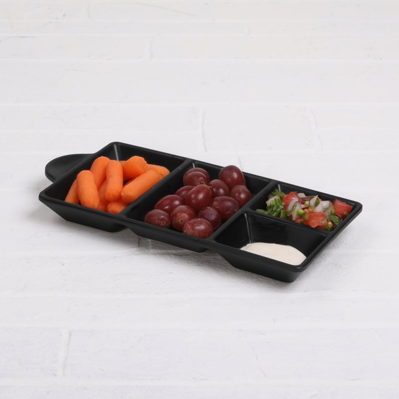 Elite Global Solutions Ore Melamine Divided Serving Dish, Black