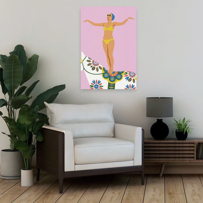 Joyeux acrobate sur cheval, art rétro rétro