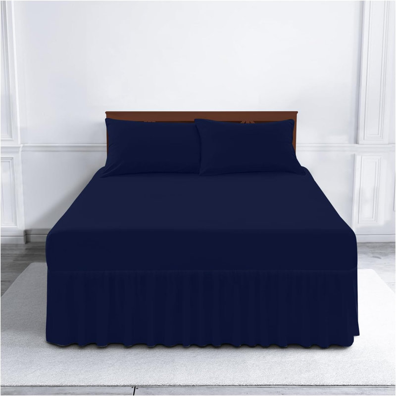 Percale Valance Sheet Polycotton Solid Colour Bed Sheet Single Double King Super King Machine Washable High Quality, Blue