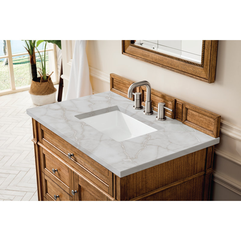 Brittany 36'' W Single Vanity, Saddle Brown, Victorian Silver, 8" Widespread
