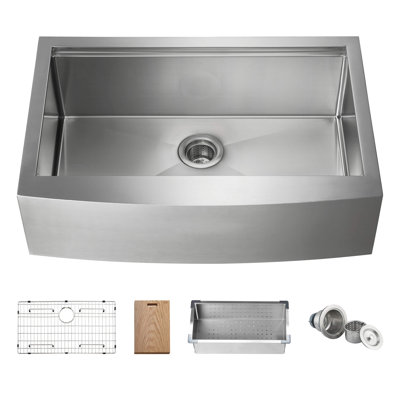 KIBI 22'' W Single Bowl Stainless Steel Farmhouse Kitchen Sink