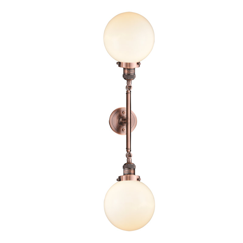 Clementina 2 - Light Dimmable Vanity Light, 60 Watt Vintage Incandescent Bulb, Matte White Cased, Antique Copper