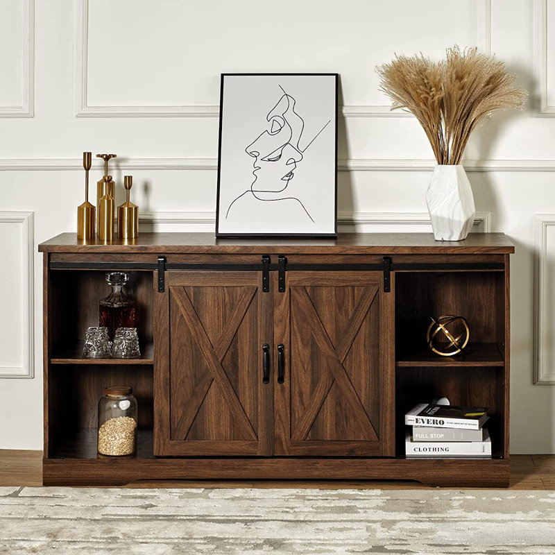 Chestertown TV Stand for TVs up to 65" with Fireplace Included, Dark Walnut
