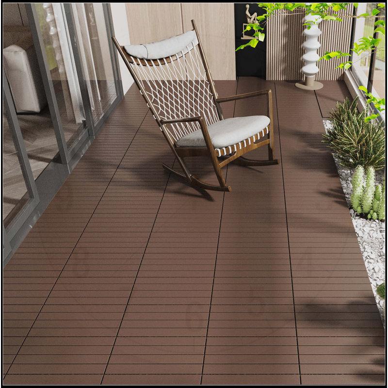 Carreaux de terrasse emboîtables pour des espaces extérieurs polyvalents, installation facile, Brun-rouge