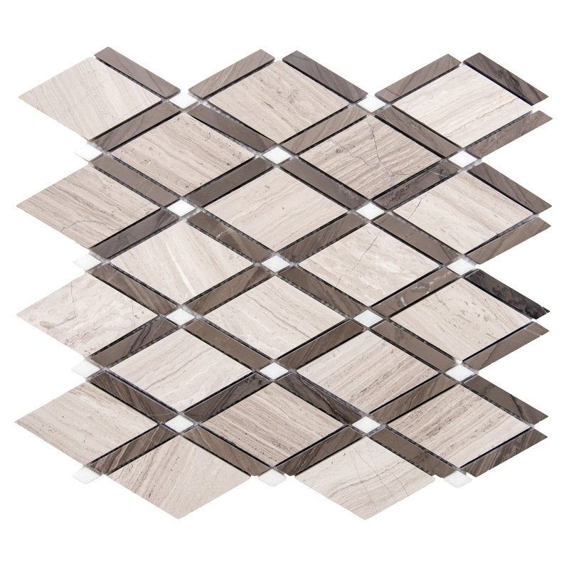 15" X 12" Marble Mosaic Wall Tile, Gray