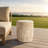 Outdoor Carved Side Table with Solid Pedestal Base and Half-Sphere Tabletop, Lightweight Concrete Multi-Functional End Table