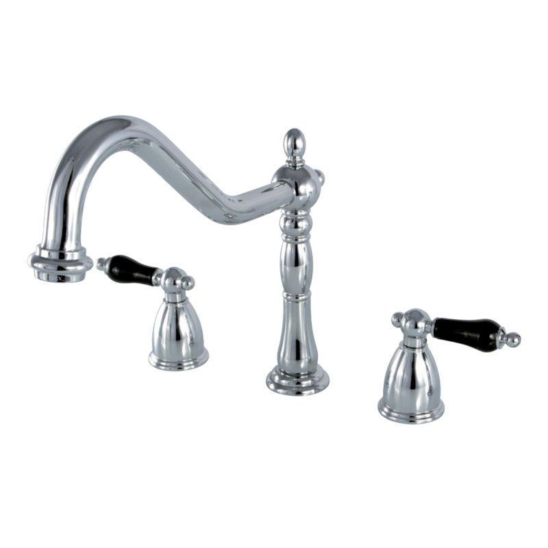 Robinet de cuisine à double poignée Kingston Brass Duchess, Laiton poli, Sans douchette latérale