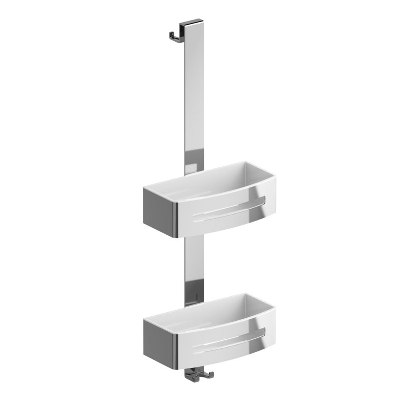 Panier double pour porte de douche Riobel, Chrome / Blanc