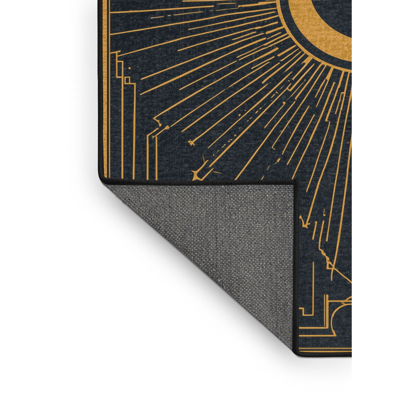 Soft Plush Faulk New Years Modern & Contemporary Abstract Area Rug in Black – Black Binding, 8x10