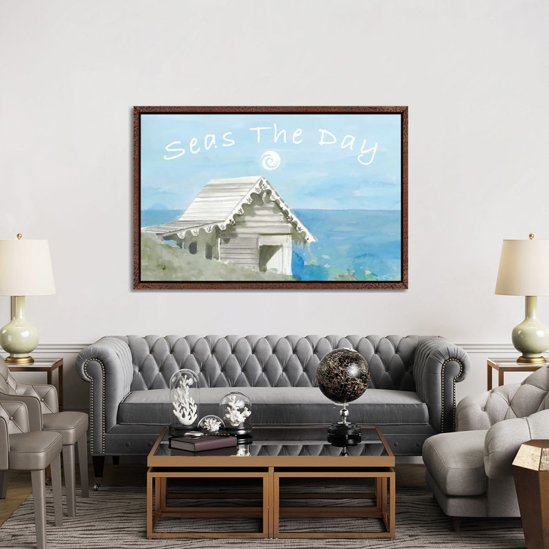 Seas The Day by Stellar Design Studio - Painting on Canvas, Brown Floater Frame, 152.5 cm H x 101.5 cm W