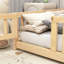 Lit plateforme double en bois massif avec clôture-94246356