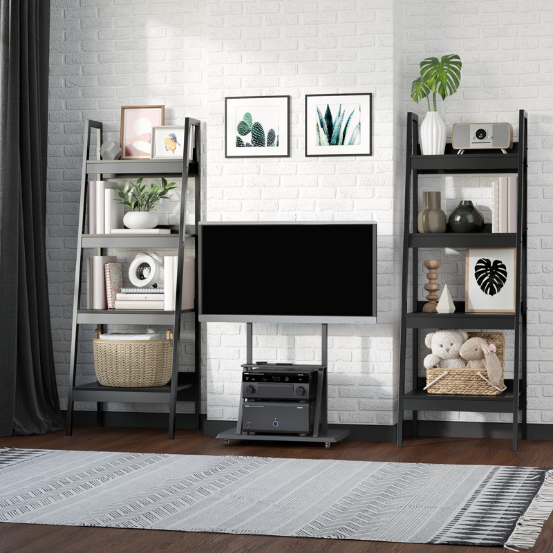 Ensemble de 2 tablettes étagères à 4 niveaux, support d'affichage multifonctionnel, Noir