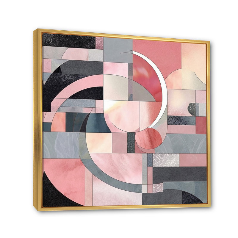 «Pink Transcendent Angles I», reproduction, Cadre flottant doré, H 36 po x l 36 po x P 1,5 po