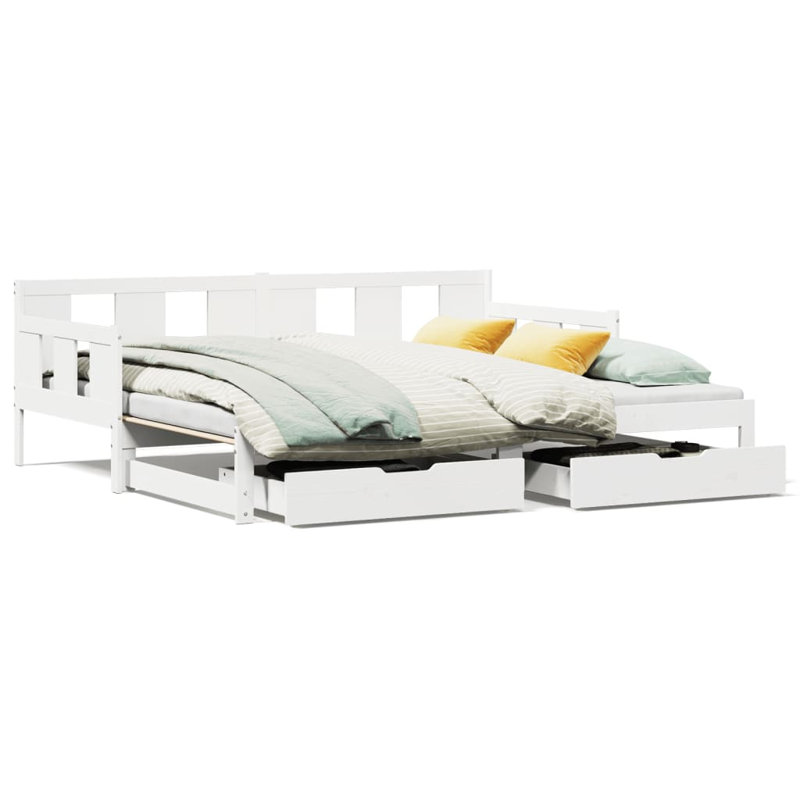 Argan Solid Wood with Trundle, White, Single (3')