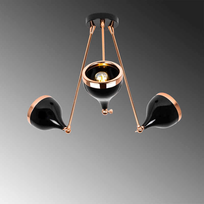 Wooster 3 - Light Black Copper Unique/Statement Pendant, Black Copper