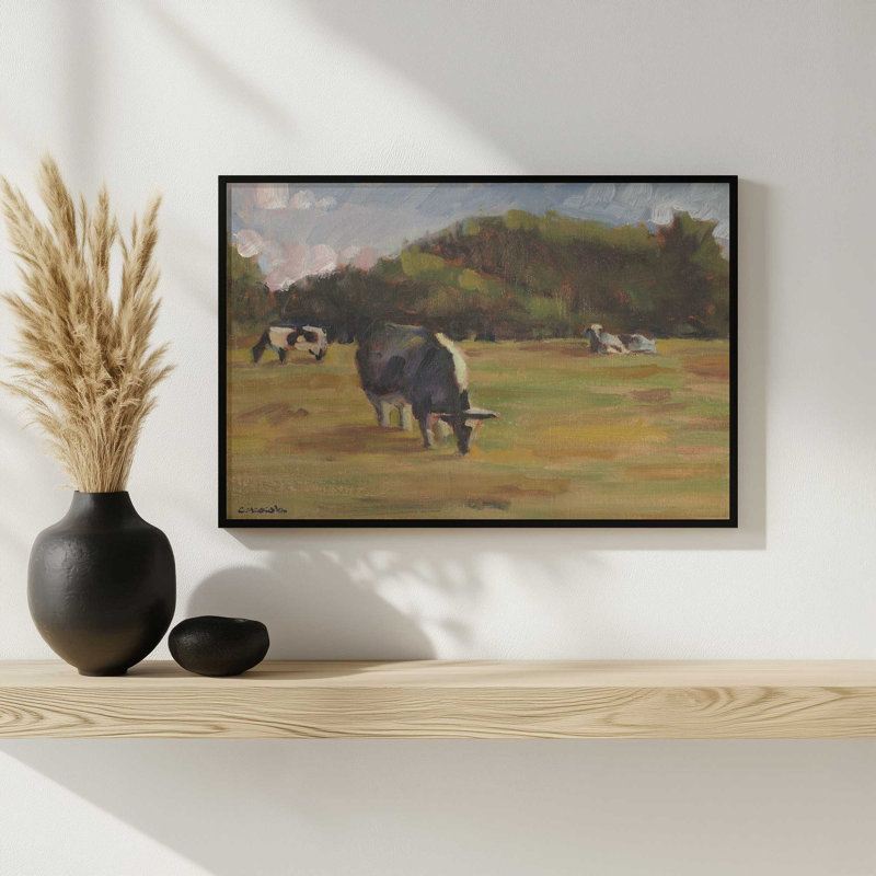 «Resting Cows I» par Stephen Calcasola, reproduction d'art, Reproduction encadrée d'une seule photo sans pass, Argent argent