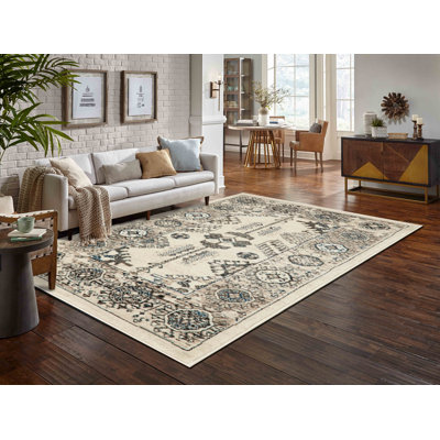 Tapis oriental transitionnel beige / brun / bleu Ostergren Collection