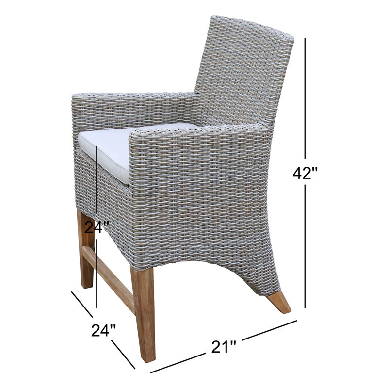Wicker Premium All-Weather Wicker Outdoor Dining Armchair with Sunbrella® Cushion