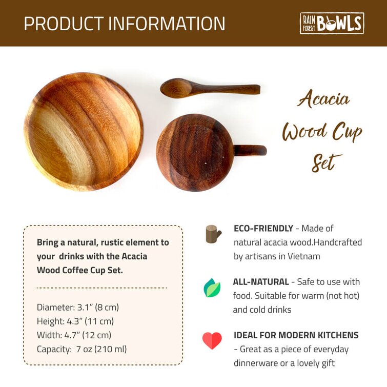 Acacia Wood Cup Set