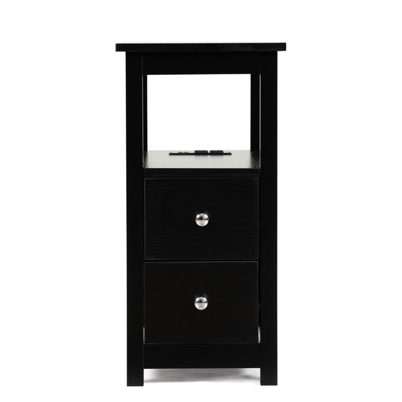 Table de bout noire avec charge - idéale pour les petits appartements et les dortoirs