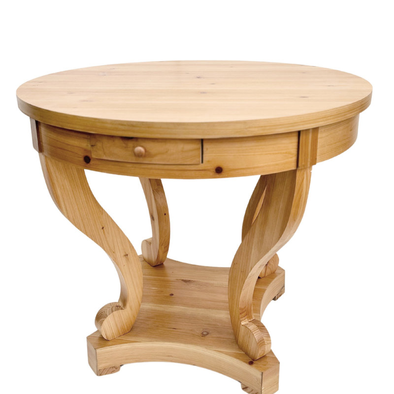 Table d'appoint de cuisine en bois naturel avec pieds et tiroirs courbés, couleur café uni