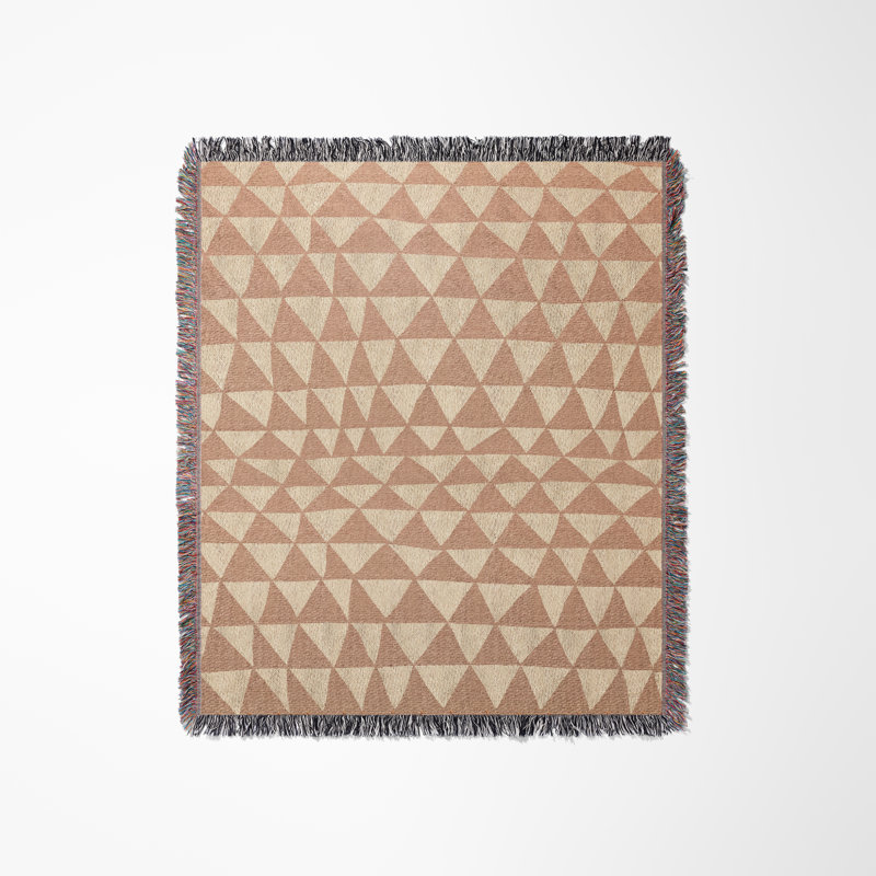 Jeté en coton Kelia, Lit simple, Bleu / beige