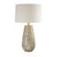 Lampe de table hydrocal 28 po, abat-jour tambour, base géométrique incurvée, brun