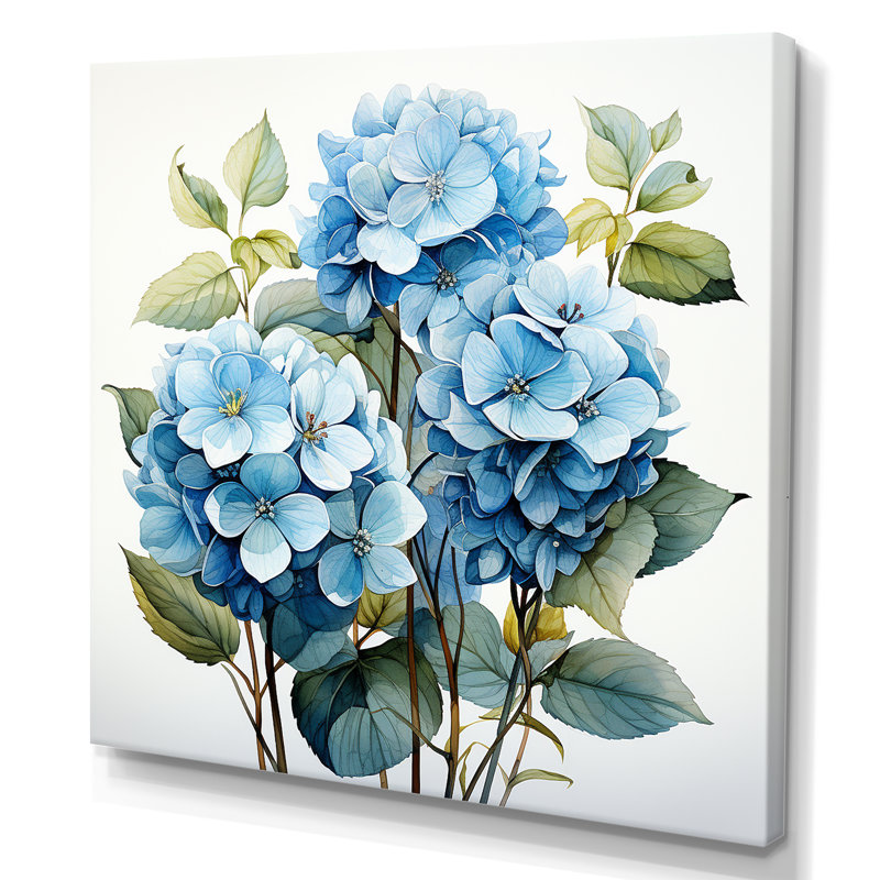 Hortensia bleue fleur élégante II - hydrangées, art mural, Toile tendue, H 30 po x l 30 po x P 1,5 po