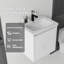 Meuble-lavabo flottant avec lavabo, porte à fermeture en douceur, lavabo en céramique, contreplaqué-133039508