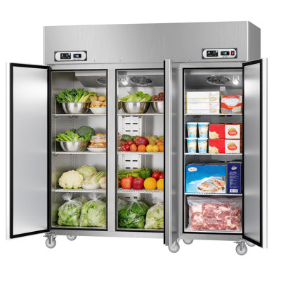 Veecool Commercial Refrigerator Freezer Combo Wifi With Smart App Control, 72" 54 Cu.ft Dual Temperature Upright Freezer, 3 Door 3 Section Stainless Steel Reach In Fridge For Restaurant Church School