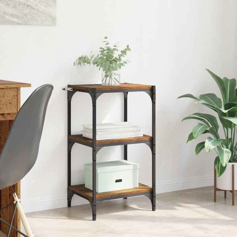 Book Cabinet Engineered Wood and Steel Media Rack/Sizes, Old wood