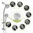 Multi Function Dual Shower Head - Shower System With 4.7" Rain Showerhead, 8-Function Hand Shower, Adjustable Slide Bar-126529139