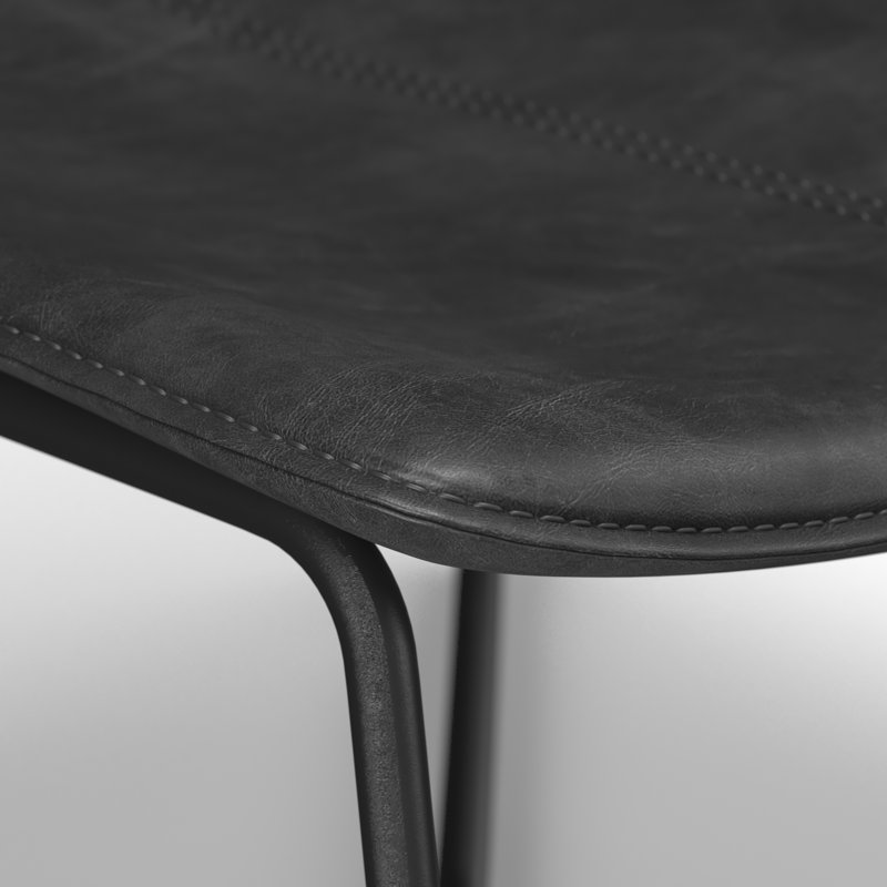 Méridienne 65,40 cm de large, Similicuir noir