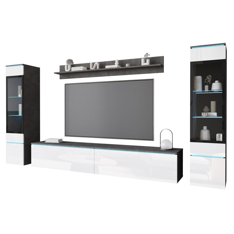 Unfinished Entertainment Centre for TVs up to 78", Matera/White Gloss