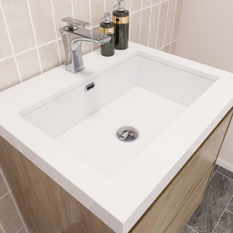 Azden 23.6'' Single Bathroom Vanity with Acrylic Top, White Oak