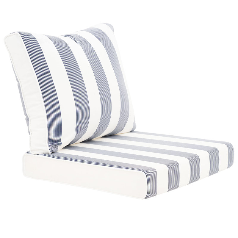 Outdoor Cushion Set for Patio Furniture Deep Seat Chair Cushions Sofa Chair Pad, Blue/White Striped