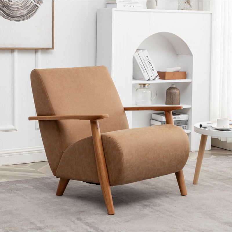 Andablo Upholstered Armchair, Brown Performance Faux Leather