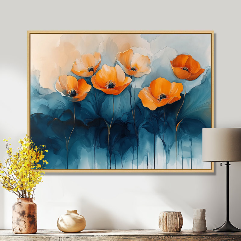 Jamerson - Floral Canvas Wall Decor, H 24 po x l 32 po, Impression encadrée flottante sans passe-partout, Crème, crème