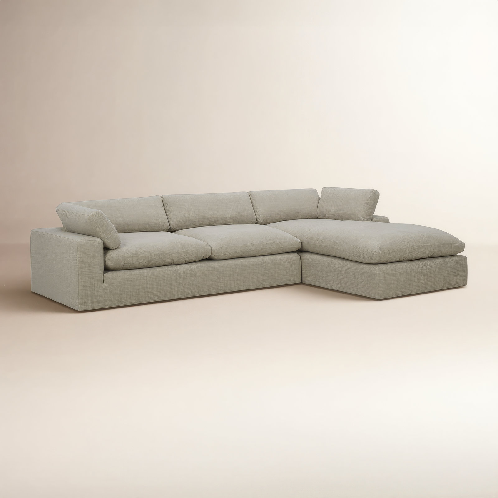 Asher 2 - Piece Upholstered Chaise Sectional, Right Hand Facing, Effie Flax Performance Linen