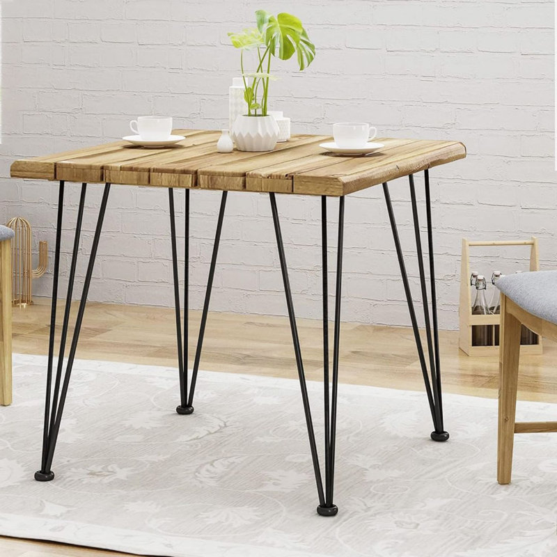 Tindley Acacia Solid Wood Top Metal Base Dining Table