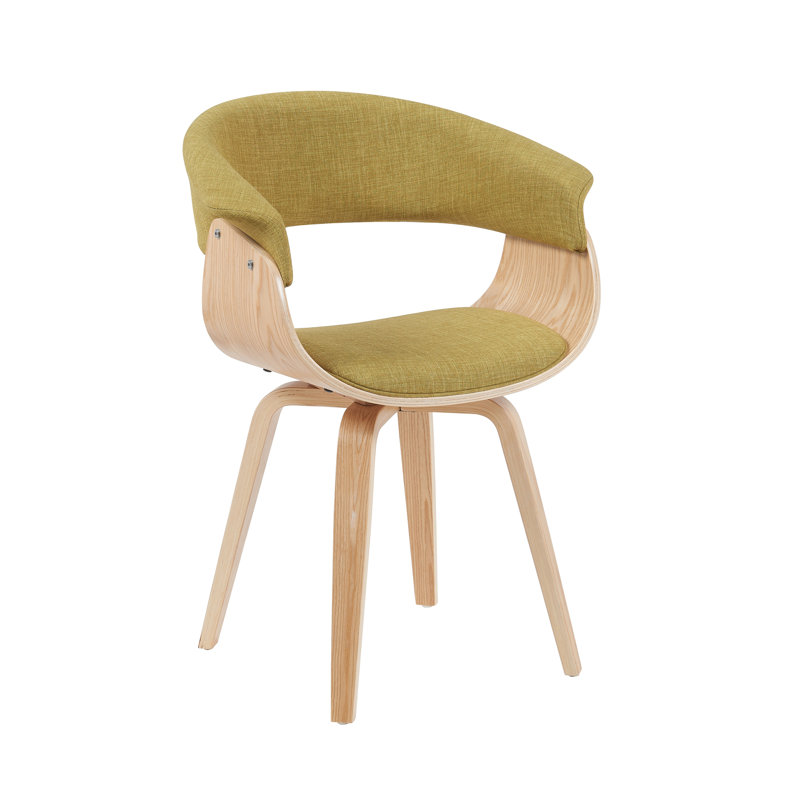 Krystyna Mid-Century Upholstered Dining Chair, Green, Oak Wood