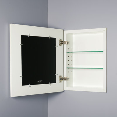 13.125'' W 16'' H Recessed Framed Medicine Cabinet Mirror 2 Adjustable