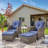 Carlston Outdoor PE Wicker Patio Lounge Chair Set with Side Table and Ottomans